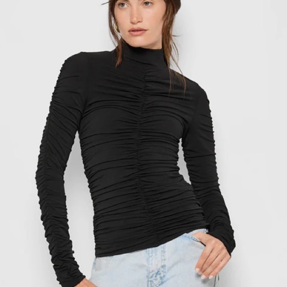 AS by DF Harley Turtleneck Top Black Ruched Women's Top size small - Picture 2 of 11
